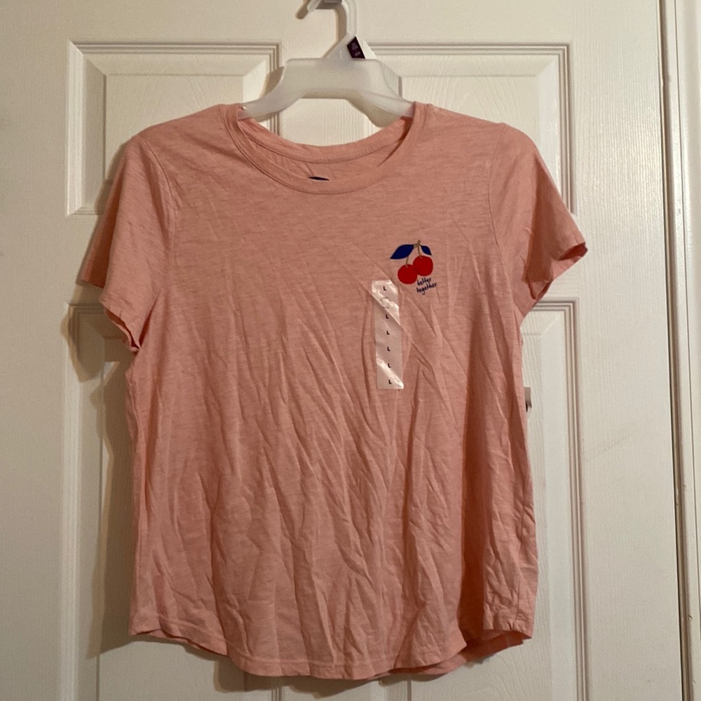 NWT. Old Navy. Cherry “Better Together” pink t-shirt. Size Large.